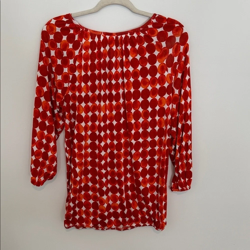 Michael Kors Red and White Patterned Top Size M